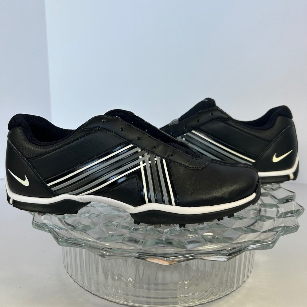 Nike Golf Shoes Womens US 7 Black Leather Spiked Course Casual Athletic